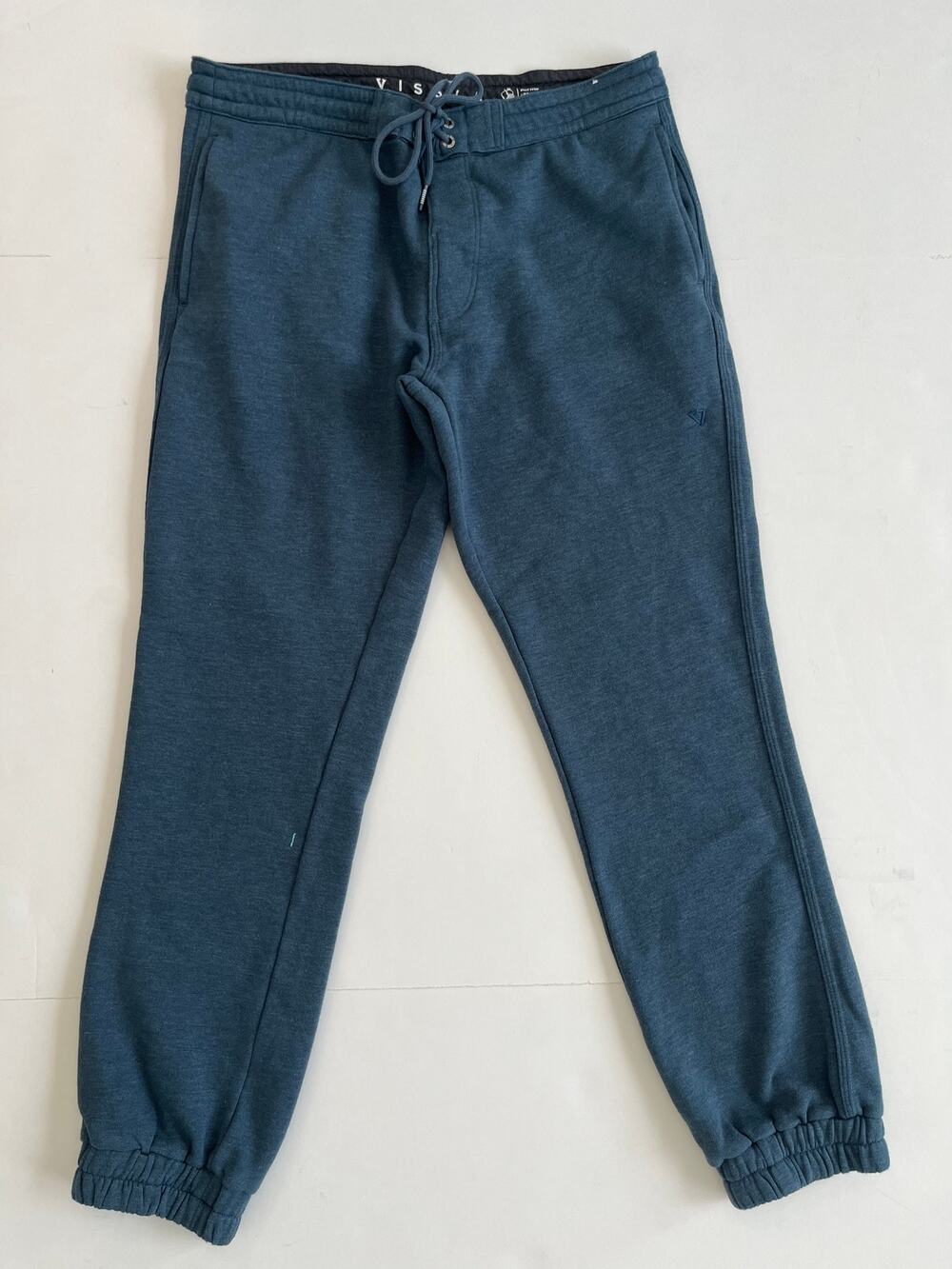 Vissla Men’s Jogger Sweatpants Blue Heather Upcycled Poly Cotton Size Medium